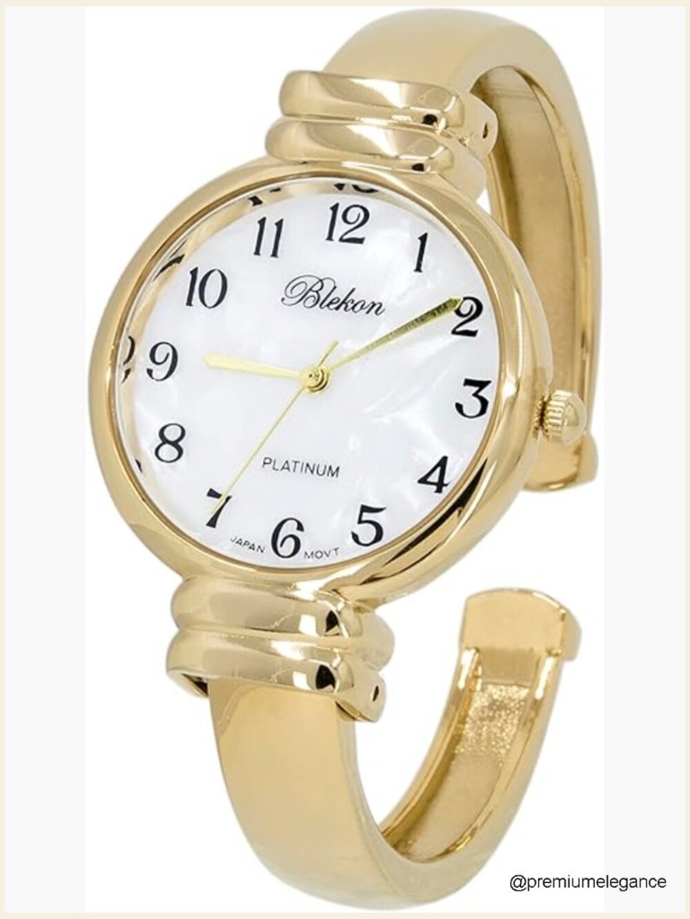 Mother of Pearl Cuff Bracelet Watch for Women Japanese Quartz Bangle Style